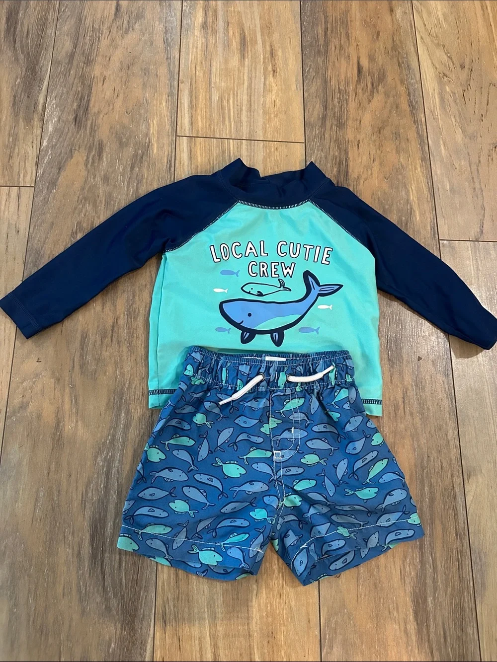 Carter's Navy & Teal Whale Rashguard Swim Set